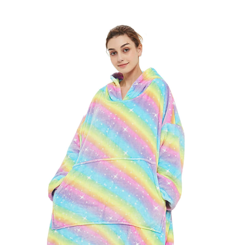 Rainbow Oodie Hooded Blanket