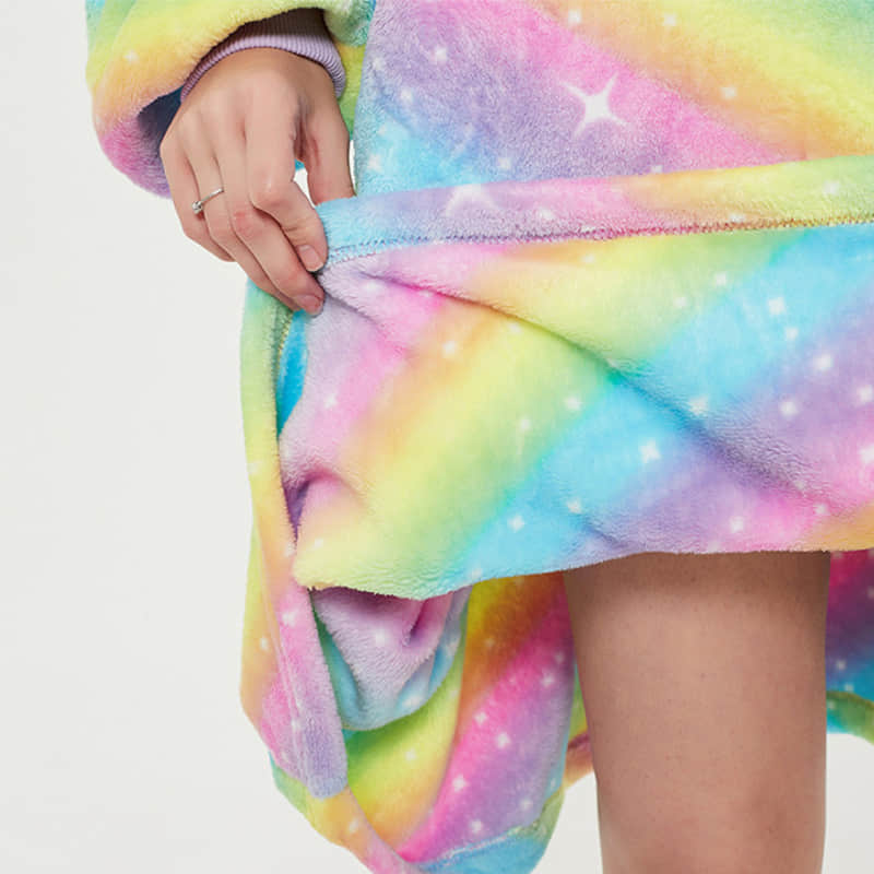 Rainbow Oodie Hooded Blanket